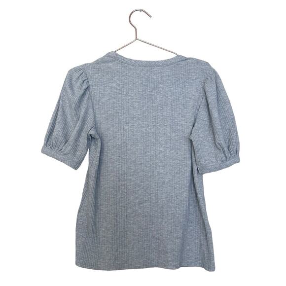 Lauren Conrad gray ribbed puff sleeved top size XS - Picture 2 of 5